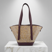 Sac fourre-tout trapézoïdal en cuir écologique OUVERIE avec fermeture éclair, sangle tressée, positionnement GPS, grande capacité, pour femme