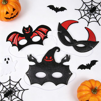 Masque de fête d'Halloween en plastique imprimé en relief, motif chauve-souris, demi-masque, décoration effrayante pour fête d'Halloween, cache-œil effrayant