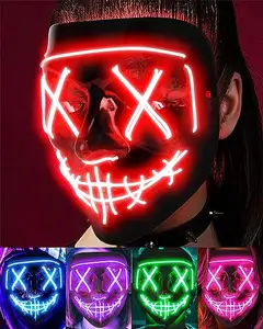 2023 Halloween-Dekorationen Bunte LED-Maske Gesicht Halloween-Draht leuchten lustige leuchtende LED-Halloween-Maske