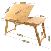 Bureau portable multifonctionnel en bambou pour ordinateur portable avec porte-gobelet et tiroir de rangement pour la maison, le bureau et l'étude