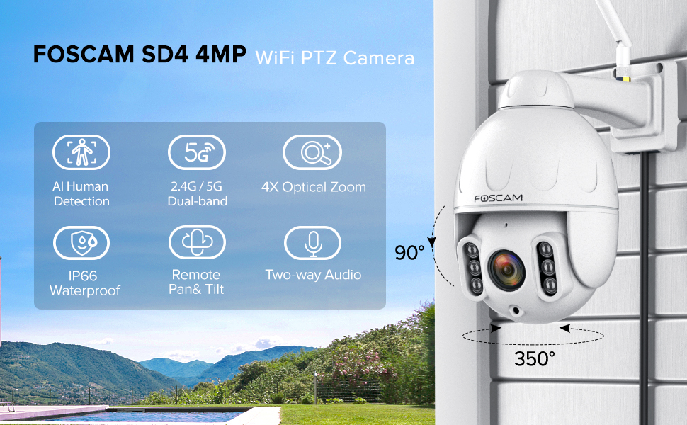Foscam 2.0 MP 1080P屋外Wi-Fi IPカメラ 【公式通販】