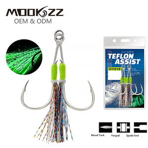 Hameçon d'assistance Black King Kong à âme en acier avec ligne lumineuse <span class=keywords><strong>7</strong></span> couleurs et époxy anti-morsure à rainures sanguines renforcées pour jigging en eau salée - Product Image 1