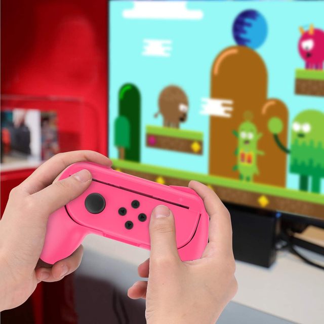 2-Pack MoKo Ergonomic Black Hand Grip Controller Handle Compatible with for Switch OLED 2021 Joy-Cons Game Accessories
