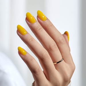 Faux Ongles Courts Ovales Personnalisés BTArtbox – Fournisseur en Gros de Faux Ongles Adhésifs Couleur Unie Jaune en Gel Souple - Product Image 1