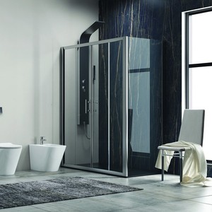 Kamalu KF6000S moderno 220x90 angolo doccia porte scorrevoli 6mm vetro senza cornice in acciaio inox alluminio per bagno - Product Image 1