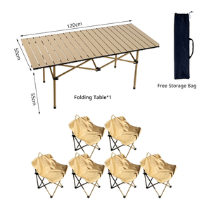 Hot Bán Nhà Sản Xuất Giá Cắm Trại Ngoài Trời Thép Carbon Có Thể Gập Lại Bảng Và Ghế Đặt Trứng Cuộn Bảng Với 6 Ghế - Product Image 1