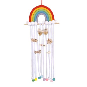 Arazzo da Parete <span class=keywords><strong>Arcobaleno</strong></span> Bohemien in <span class=keywords><strong>Macramè</strong></span> Intrecciato, Porta Fermagli per Capelli per Bambini, Cintura Portaoggetti per Decorazione Domestica - Product Image 1