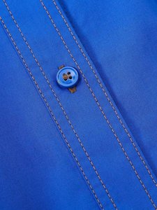 3191 Nouvelle Robe Midi Trapèze de Luxe à Col Rond et Double Boutonnage, Manches Longues, Bleu Klein - Product Image 4