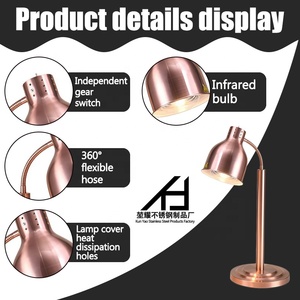Lampada Riscaldante di Lusso per Ristoranti e Hotel, Lampada da Tavolo Monolampada Oro Rosa, Scaldavivande, Lampada per Pizza e Barbecue - Product Image 4