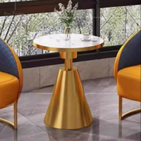 Table d'appoint ronde moderne en marbre pour canapé, balcon, hôtel – Petite table basse durable et mobile avec plateau en pierre