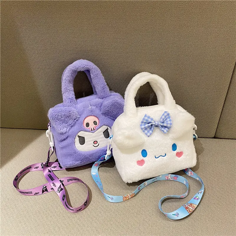 Kawaii Plush Cinnamoroll Melody Kuromi Tote Handbags Shoulder Bags Messenger Sanrios Bags