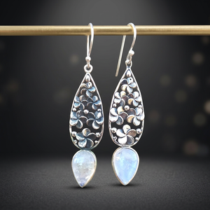 Nouvelle arrivée 925 Sterling Silver Gemstone Drop Boucles d'oreilles plaqué or Rainbow Moonstone pour un usage quotidien et des cadeaux Prix usine - Product Image 3