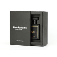Boîtes de parfum d'emballage de luxe en papier cosmétique de bouteille magnétique noire de 30ml 50ml 100ml avec logo personnalisé