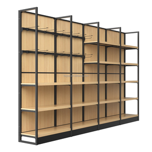 Thép Và Gỗ Kệ Hai Mặt Hiển Thị Tủ Sàn Kết Hợp Nhiệm Vụ Ánh Sáng Siêu Thị Trung Tâm Lưu Trữ Giá - Product Image 2