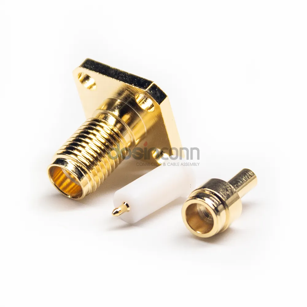 4 Gat Flens Rechte Type Soldeer Rf Coaxiale Jack Mannelijke Pin Rp Sma Flens Connector Voor Kabel Mount