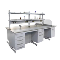 Tables de travail réglables en résine époxy blanches pour laboratoire, tables d'instruments informatiques avec alimentation pour hôpitaux et écoles
