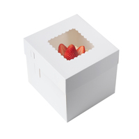 Boîte à gâteau blanche unie en gros, pliable, en papier, plusieurs tailles, pour boulangerie, pâtisserie, dessert, emballage à emporter