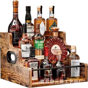 Wooden Multi Tiered Wine <b>Rack</b> 4 Layers Oak Display <b>Rack</b> For <b>Kitchen</b> Countertop Storage - Product Image 5