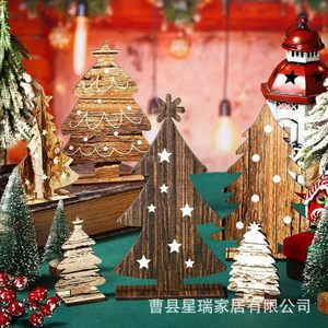 เครื่องประดับตกแต่งต้นคริสต์มาสไม้ สีเรโทร ตัดด้วยเลเซอร์ ของตกแต่งแขวน ของตกแต่งตั้งโต๊ะ งานฝีมือสำหรับตกแต่งวันหยุด - Product Image 2