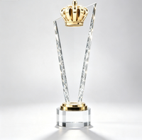 Trophées en verre vierges en gros à prix d'usine, médailles et plaques personnalisées, trophée couronne en cristal coloré pour membre MVP