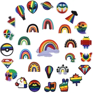 Hot Selling Soft Rubber Charms Shoes Decoration Rainbows Styled Shoe Accessories For Clog Charms