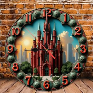 Round Wooden Wall <b>Clock</b> 25x25Cm Thick Frame Quiet Non Ticking Home Living Room Decor - Product Image 6