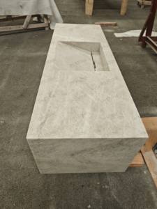 SH STONE Lujo de gama alta Moderno Natural Taj Mahal Cuarcita Apartamento Villa Baño Montado en la pared Vanidad Intered Fregadero Lavabo - Product Image 4