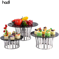 Modern Square Edelstahl Kuchen Cupcake Display Stand Set 3 für Hochzeits bankette Buffets Partys Hotels Restaurants Catering