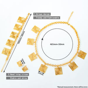 Collana da donna di lusso di lusso Non appannato da donna con Design Vintage di fascia alta placcato in oro 18k Set di 3 pezzi per eventi di festa di nozze - Product Image 6