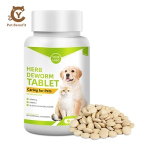 Comprimés naturels vermifuges pour animaux de compagnie OEM/ODM à base de graines de citrouille, de fruits de Chinaberry, d'extrait de prune et de vitamines B/C/E - Product Image 1