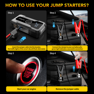 12V khẩn cấp di động Booster với Tire Inflator Máy nén khí LED ánh sáng Xe nhảy khởi động ngân hàng điện - Product Image 5