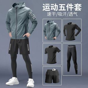 Ensemble de vêtements de sport pour homme, veste de course à séchage rapide, vêtements de cyclisme ajustés, vêtements de randonnée en plein air, vêtements d'entraînement, manteau d'automne, t-shirt pour homme - Product Image 2