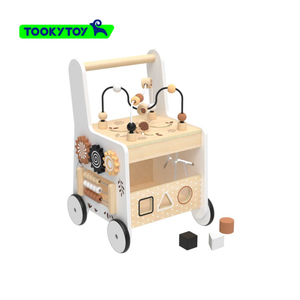 Trotteur en bois activité Cube occupé conseil tirer et pousser chariot bébé apprentissage enfants sensoriel avec roue enfants jouets - Product Image 2