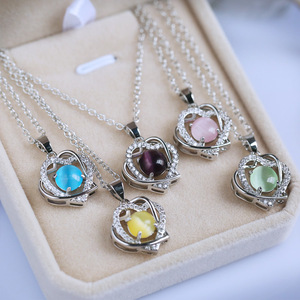 สร้อยคอจี้รูปหัวใจคู่สำหรับผู้หญิง เครื่องประดับแฟชั่นโซ่คล้องคอ - Product Image 1