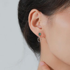 S925 Sterling Silver Fresh Blue-Green Jewelry Set, Women's Ring and Earring Set, Birthday Gift, Everyday <b>Accessories</b> - Product Image 3