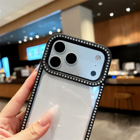 Coques de téléphone transparentes de luxe avec strass pour iPhone 18 Pro Max, 17 Air, 16, 15, 14, 13, 12, 11 Pro – Étui arrière en strass