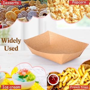 Bandejas de Papel Kraft Resistentes para Alimentos, Cestas Desechables para Papas Fritas, Snacks, Hot Dogs, Tacos, BBQ, Palomitas de Maíz - Product Image 5