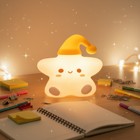 Veilleuse LED DX GL-W037 en forme d'étoile avec bonnet de nuit, idéale pour la décoration de chambre à coucher et de chevet