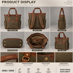 Custom Minimalist Waterproof Canvas <b>Laptop</b> <b>Backpack</b> Fashion <b>Mens</b> Business Travel Bag Factory Wholesale 11.8 Inch Private Label - Product Image 3