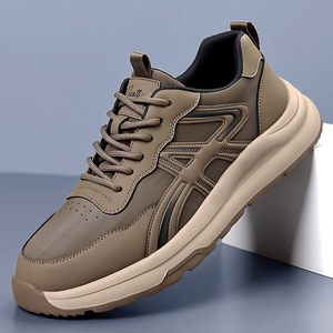 รองเท้าผ้าใบหนังผูกเชือกสำหรับผู้ชายชิโลวาพื้นรองเท้ายางกันกระแทกส้นเตี้ยรองเท้าลำลองสำหรับเดิน - Product Image 1