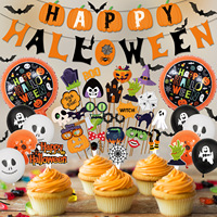 T1236 Party liefert Halloween Party Dekoration ziehen Flaggen papier Banner Flag Kuchen Karte Artikel gesetzt