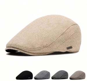 Autumn Fall Winter Fleece Lining Warmth Beret Hat for <b>Men</b> Fashion British Knitted Ivy Hat - Product Image 2
