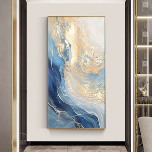 Pintura Decorativa Moderna de Lujo para Entrada, Arte Abstracto Azul para Pared de Pasillo, Mural de Pared para Entrada de Hotel Directamente Opuesto <span class=keywords><strong>a</strong></span> la Puerta - Product Image 4