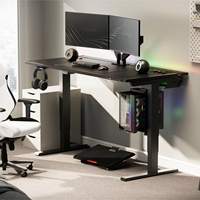 Bureau Assis-Debout Électrique à Hauteur Réglable, Bureau Informatique Moderne pour Télétravail, Meuble en Métal Ancien 122x61 cm, Capacité de Charge 100 kg