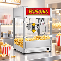 Machine à Popcorn Commerciale Électrique 16oz en Acier Inoxydable avec Plateau Chauffant et Enseigne POPCORN pour Cinéma