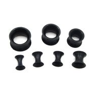 Bouchons d'oreille et tunnels en silicone noir piercings d'oreille oreillettes vissées boucle d'oreille extenseur jauges d'oreille bijoux de corps piercings