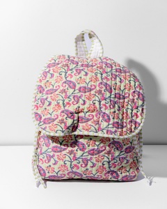 High Quality Hand Block Printed Quilted <b>Backpacks</b>. with Button Closure. Can be Customised. Cotton Wading and Cotton Fabric - Product Image 1