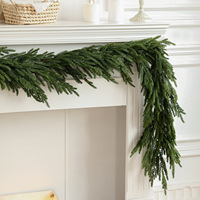 Karangan Bunga Natal Norfolk Real Touch, Karangan Bunga Pinus Norfolk Real Touch, Karangan Bunga Natal Hijau Buatan untuk Pintu Depan