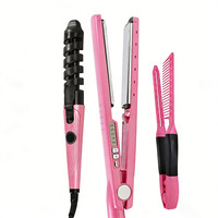 Lisseur à cheveux LCD personnalisé de haute qualité avec logo, fer à lisser professionnel à plaques larges, vente en gros