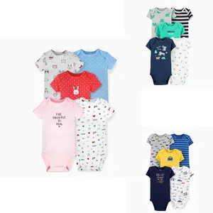 Newborn Romper Short Sleeve Soft Jumpsuit Sleepsuit Cotton Baby Customized All Over Printed Cotton Baby Pajamas Set